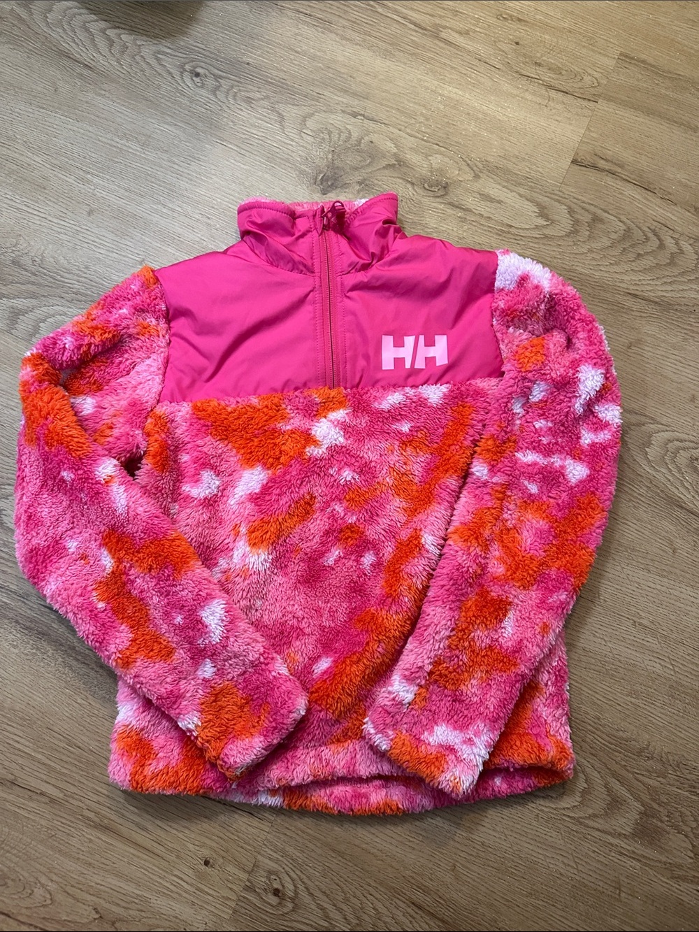 Girls Helly Hansen quarter zip in size 8 pink/orange/white